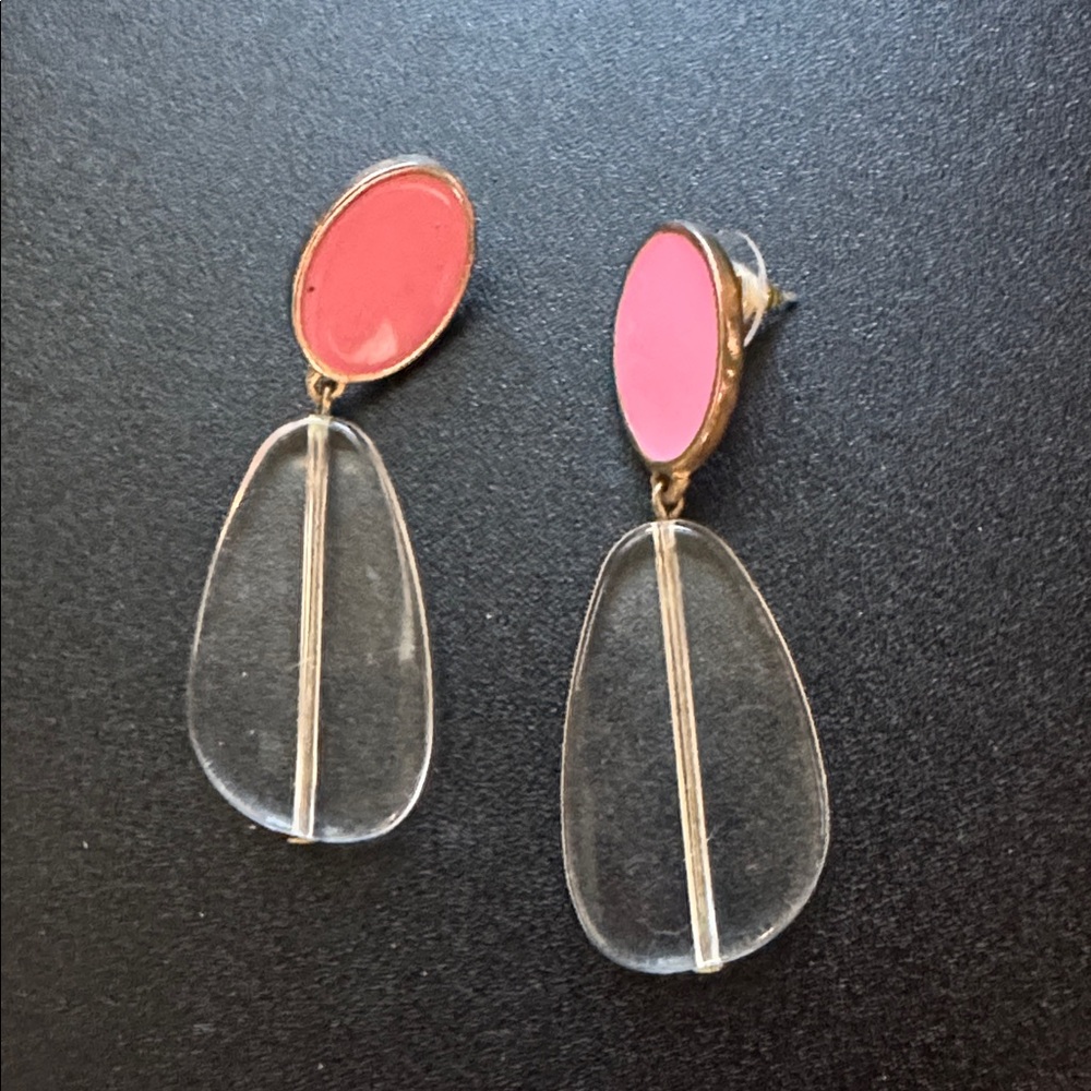Stunning Pink And Acrylic Drop Earrings